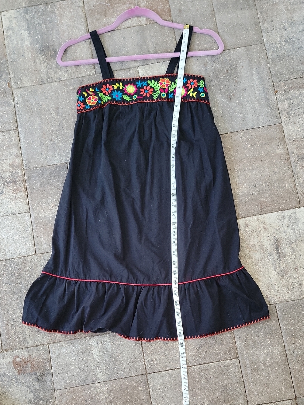 Xhilaration Black Embroidered Cotton Sundress Top Sz S Smocked Back - Picture 9 of 12